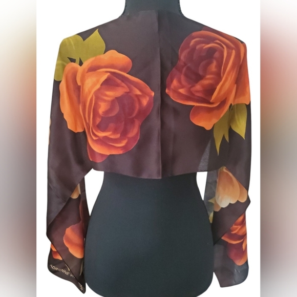 Adrienne Vittadini Vintage Silk Floral Scarf - Picture 1 of 8